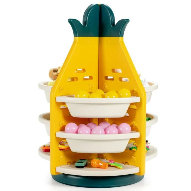 Pineapple-Themed 360° Rotation Toy Storage Organizer for Kids