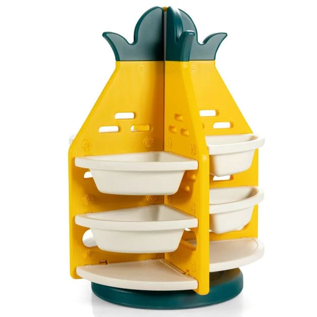Pineapple-Themed 360° Rotation Toy Storage Organizer for Kids