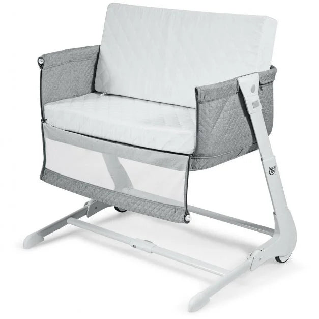 Breathable Mesh Baby Bedside Cot with Easy-Clean, Washable Mattress Included