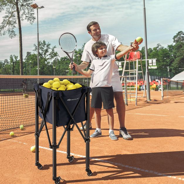 Foldable Aluminum Tennis Ball Hopper Cart with Wheels