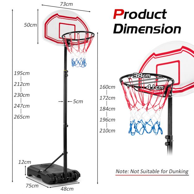 Adjustable Portable Basketball Hoop Stand for Indoor & Outdoor Use