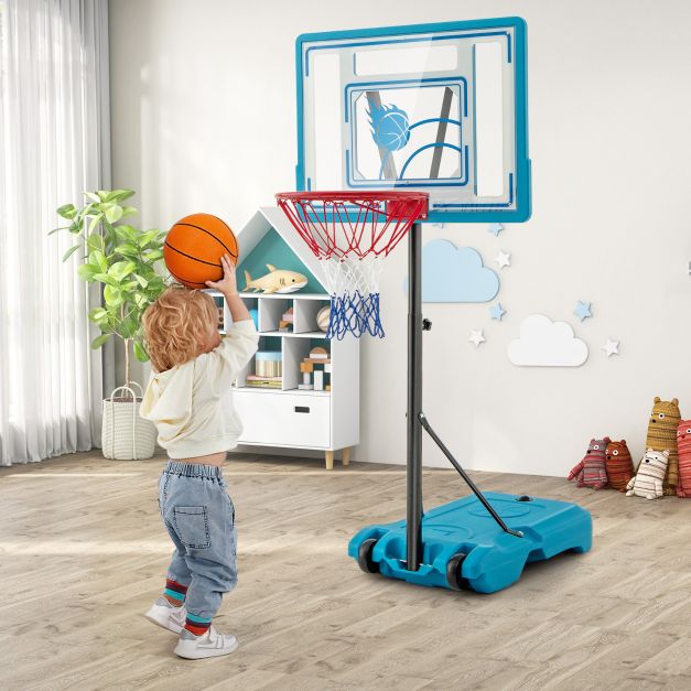 Adjustable Pool Basketball Hoop System with Fillable Base and Wheels