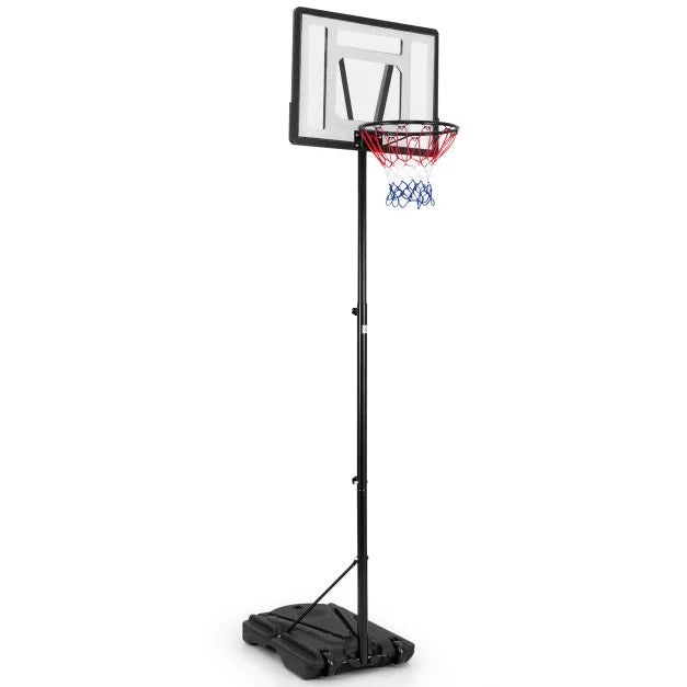 Portable Height-Adjustable Basketball Hoop with Fillable Base