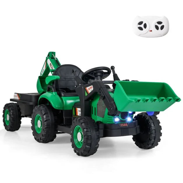 4-in-1 12V Kids Ride-On Tractor with Remote Control and Detachable Trailer