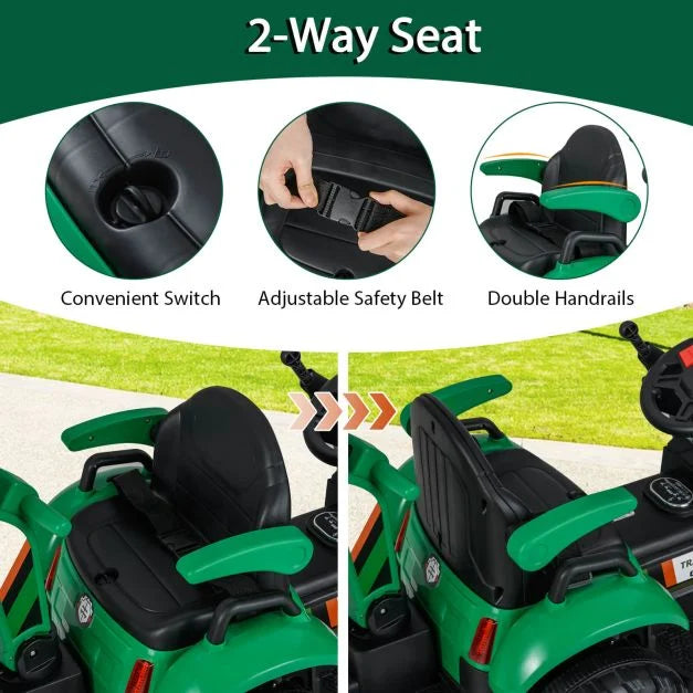 4-in-1 12V Kids Ride-On Tractor with Remote Control and Detachable Trailer