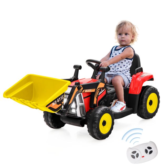 12V Battery-Powered Kids Loader Digger with Adjustable Arm and Bucket