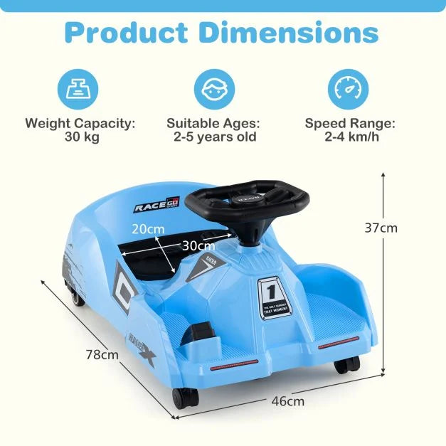 12V Electric Cleaning Go Kart Ride-On Racer with Detachable Mop Attachment