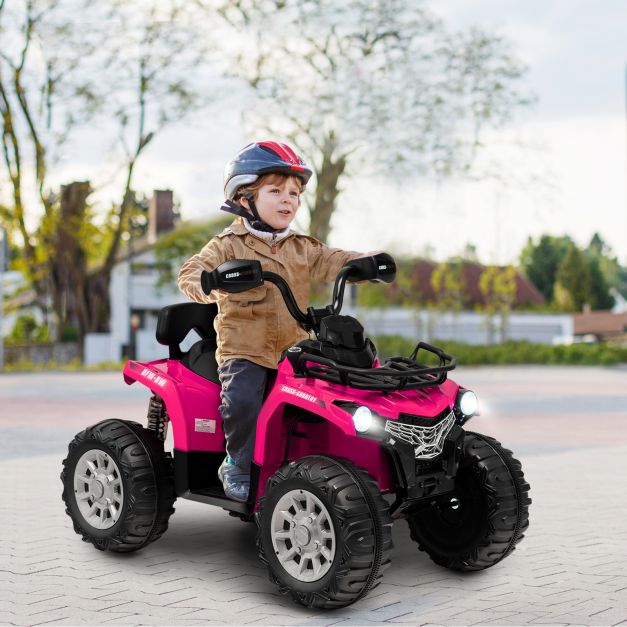 12V Electric Ride-On Quad with Suspension and Basket for Kids