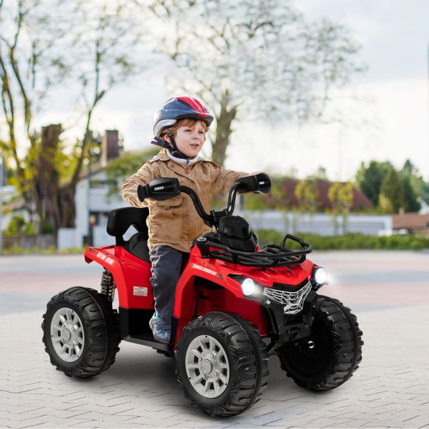 12V Electric Ride-On Quad with Suspension and Basket for Kids