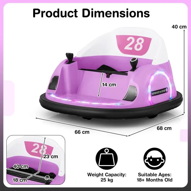 12V Kids Ride-On Bumper Car with Flashing Lights and Remote Control