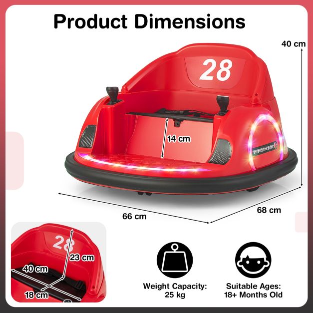 12V Kids Ride-On Bumper Car with Flashing Lights and Remote Control