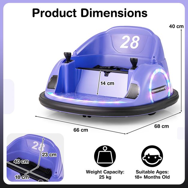 6V Kids Ride-On Bumper Car with Battery Power, Flashing LED Lights, and Fun