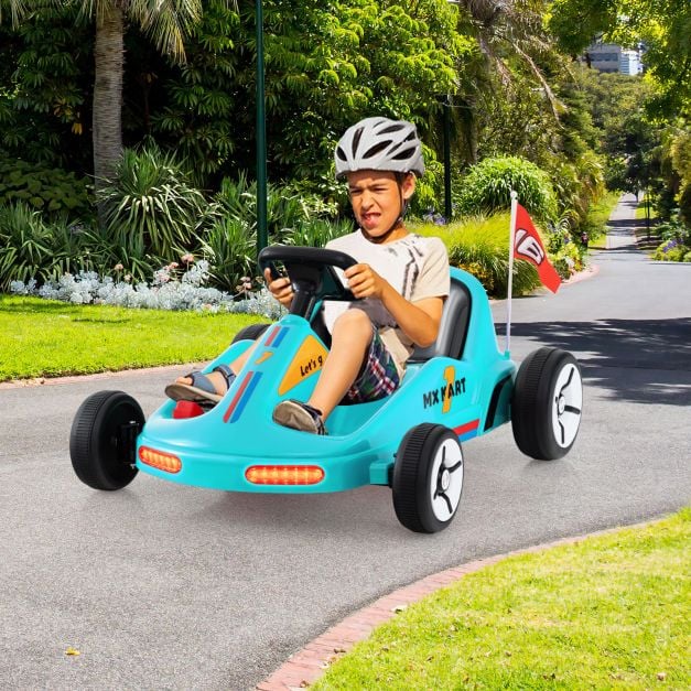 12V Kids Electric Go Kart with Remote Control, 3 Speed Modes & LED Lights