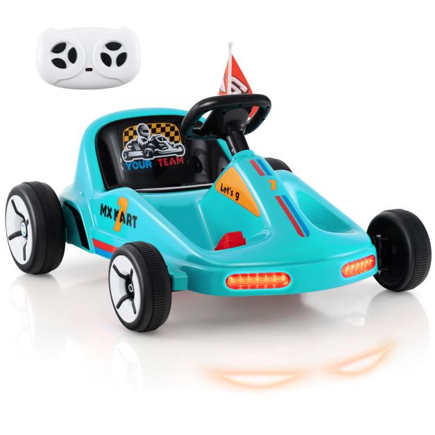 12V Kids Electric Go Kart with Remote Control, 3 Speed Modes & LED Lights