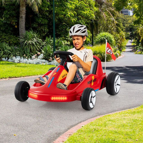12V Kids Electric Go Kart with Remote Control, 3 Speed Modes & LED Lights