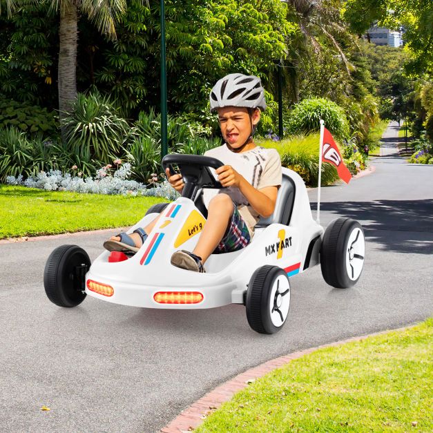 12V Kids Electric Go Kart with Remote Control, 3 Speed Modes & LED Lights