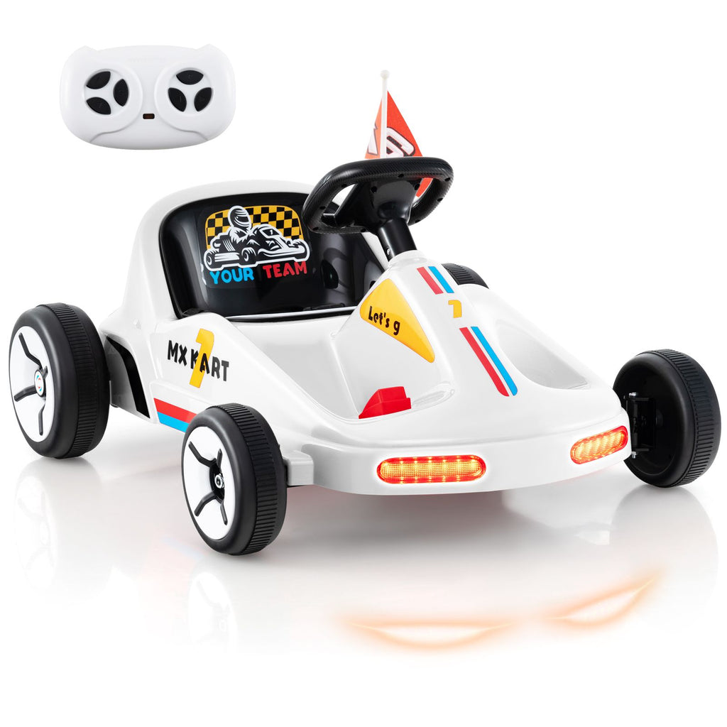 12V Kids Electric Go Kart with Remote Control, 3 Speed Modes & LED Lights