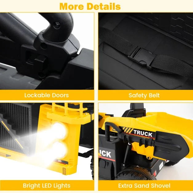 12V Kids Electric Ride-On Dump Truck with Remote Control for Ages 3+