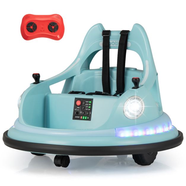 12V Kids Ride-On Bumper Car with Dual Joysticks and 5 Colorful Light Effects