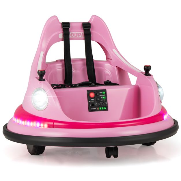 12V Kids Ride-On Bumper Car with Dual Joysticks and 5 Colorful Light Effects