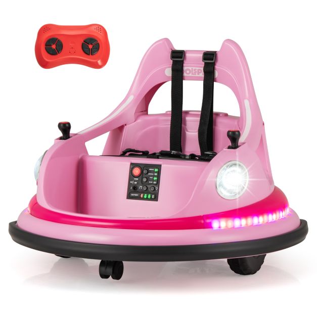 12V Kids Ride-On Bumper Car with Dual Joysticks and 5 Colorful Light Effects