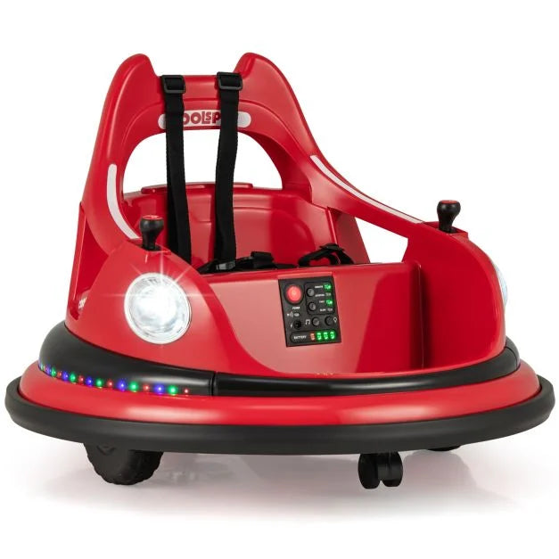 12V Kids Ride-On Bumper Car with Dual Joysticks and 5 Colorful Light Effects