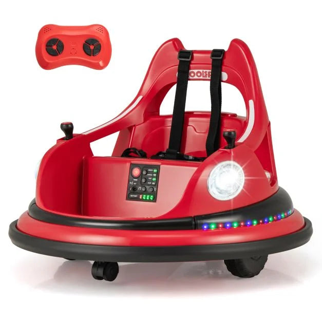 12V Kids Ride-On Bumper Car with Dual Joysticks and 5 Colorful Light Effects