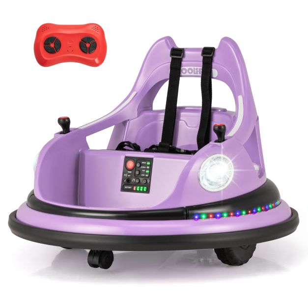 12V Kids Ride-On Bumper Car with Dual Joysticks and 5 Colorful Light Effects