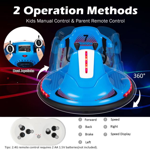 Kids 12V Ride-On Bumper Car with Remote Control & Joysticks