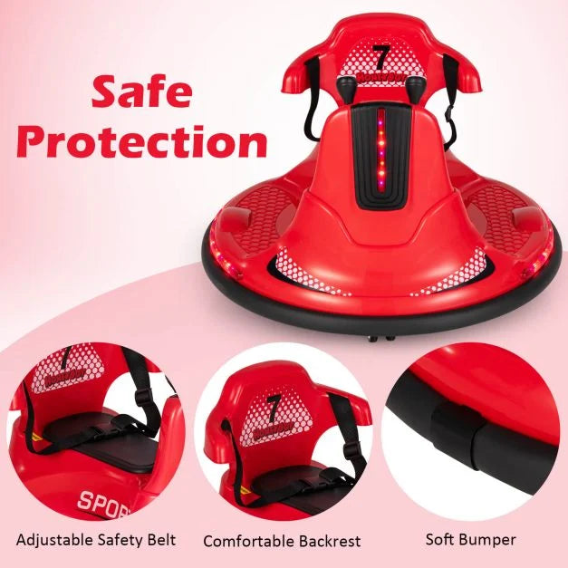 Kids 12V Ride-On Bumper Car with Remote Control & Joysticks