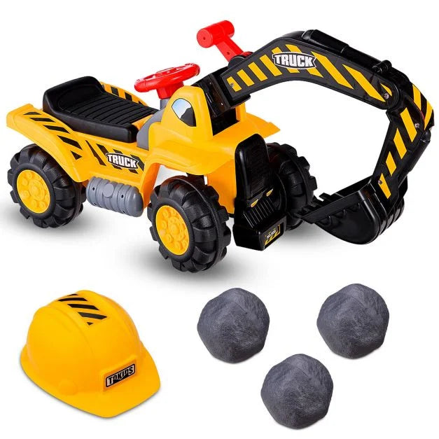 Kids Construction Digger Ride-On with Safety Gear
