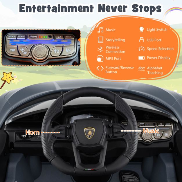 12V Lamborghini Revuelto Licensed Kids Ride-On Car with Hydraulic Doors