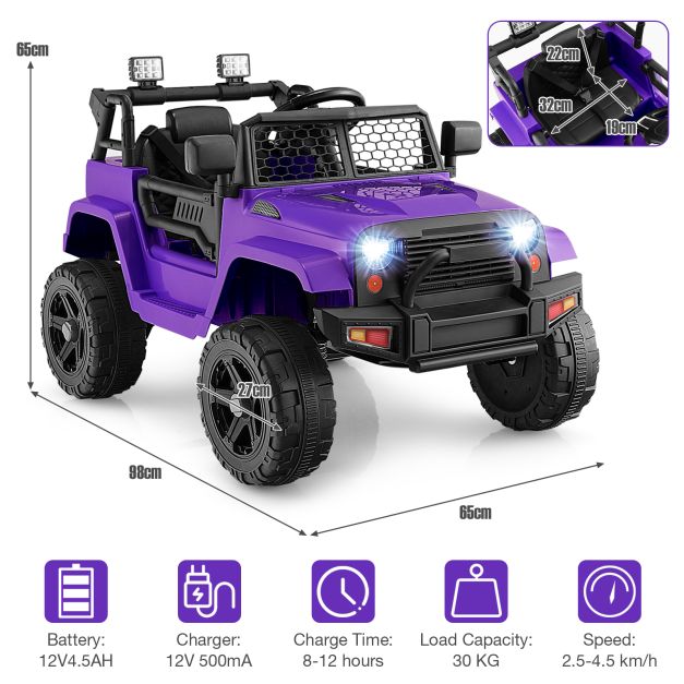 12V Kids Ride-On Car with Remote Control and Built-In Music Features