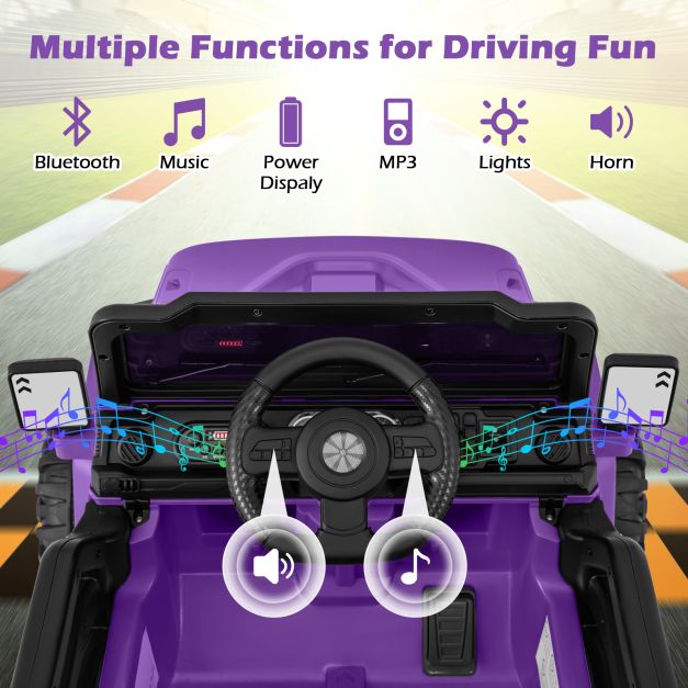 12V Kids Ride-On Truck with Remote Control and 3 Speeds, Lights & Music