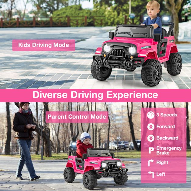 12V Kids Ride-On Truck with Remote Control and 3 Speeds, Lights & Music