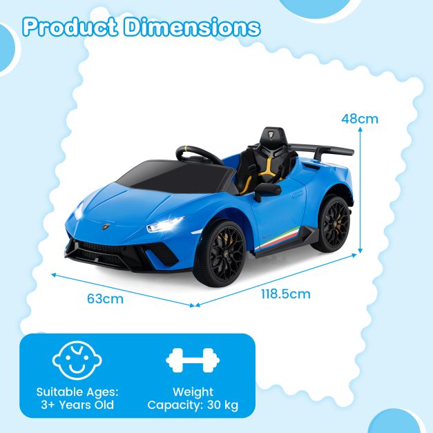 12V Lamborghini Kids Ride-On Car with Remote Control and LED Lights