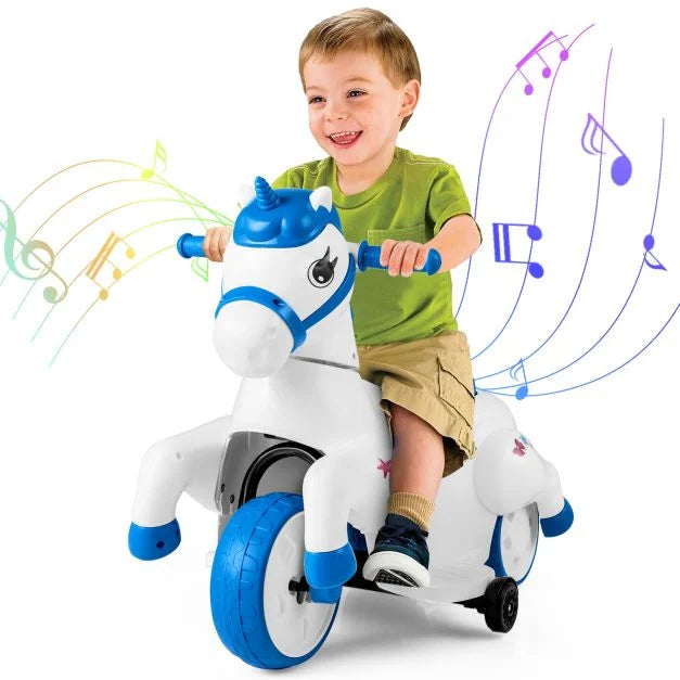 Kids 12V Unicorn Ride-On Vehicle with Training Wheels