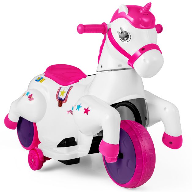 Kids 12V Unicorn Ride-On Vehicle with Training Wheels
