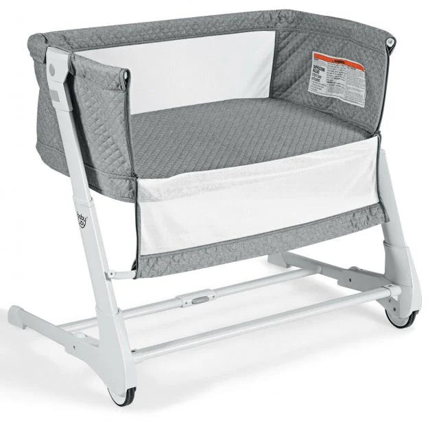 Breathable Mesh Baby Bedside Cot with Easy-Clean, Washable Mattress Included