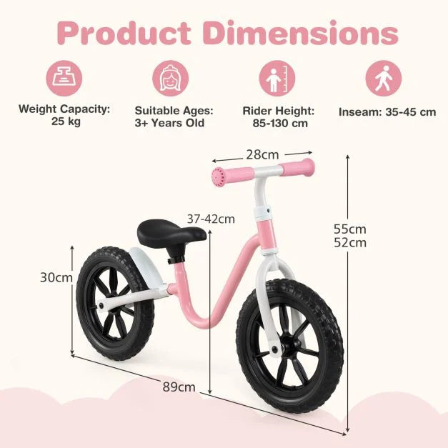 12" Toddler Balance Bike – Adjustable Seat & Handle