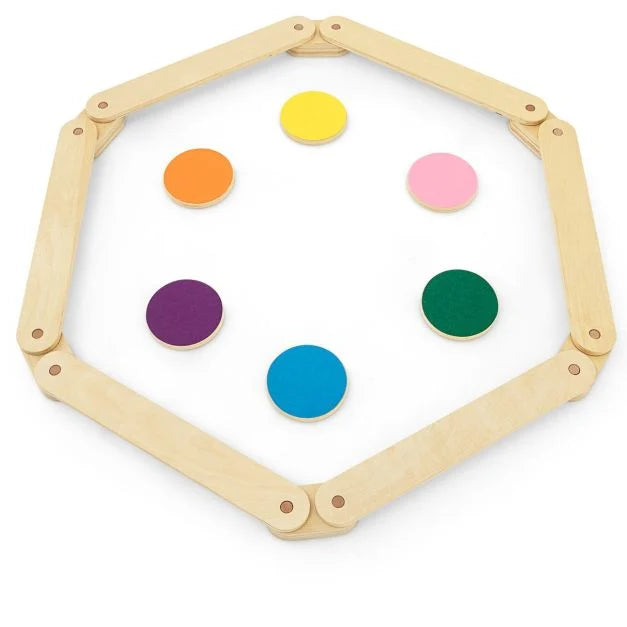 12-Piece Kids Wooden Balance Beam Set with Colorful Stepping Stones