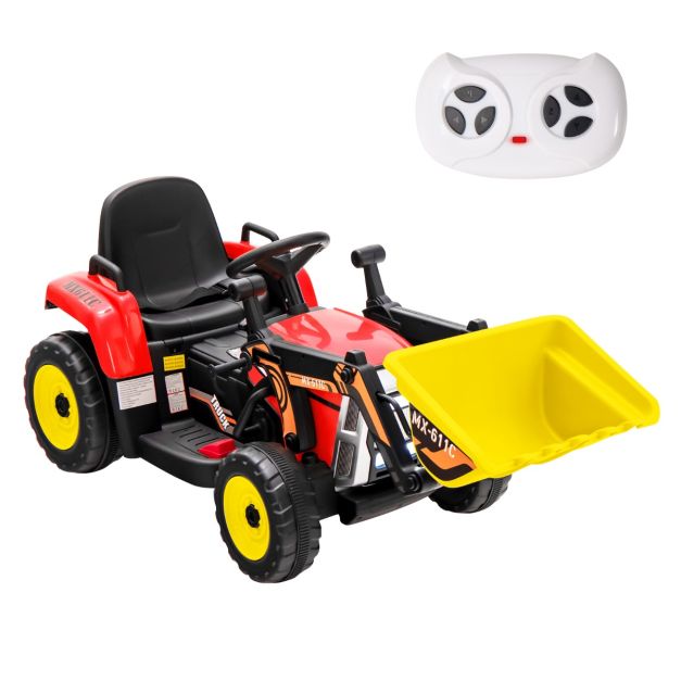 12V Battery-Powered Kids Loader Digger with Adjustable Arm and Bucket