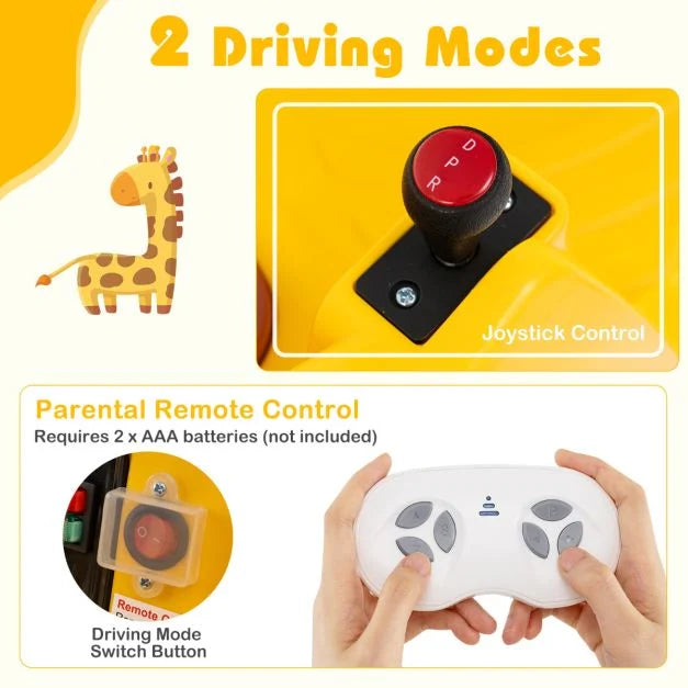 12V Giraffe Bumper Car for Toddlers – 360° Spinning Ride-On Toy