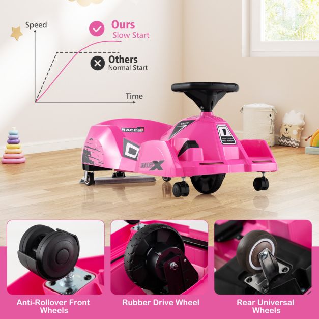 12V Electric Cleaning Go Kart Ride-On Racer with Detachable Mop Attachment