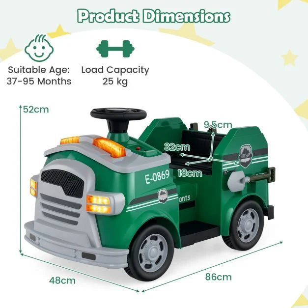 12V Electric Fire Truck Ride-On for Kids with Tools