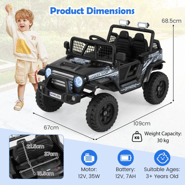 12V Kids Ride-On Truck with Remote Control and LED Lights for Fun Driving