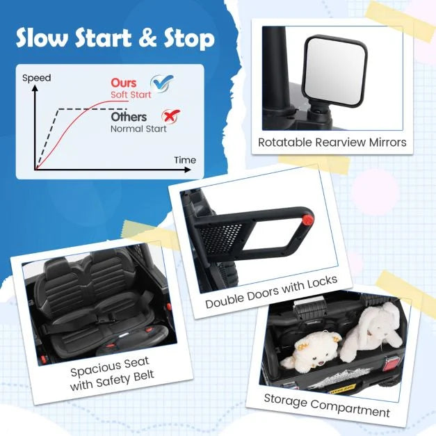 12V Kids Ride-On Truck with Remote Control and LED Lights for Fun Driving