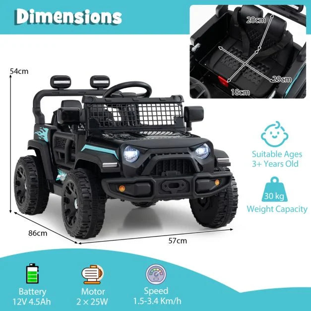 12V Kids Ride-On Truck Car with Remote Control for Ages 3+, Lights & Music