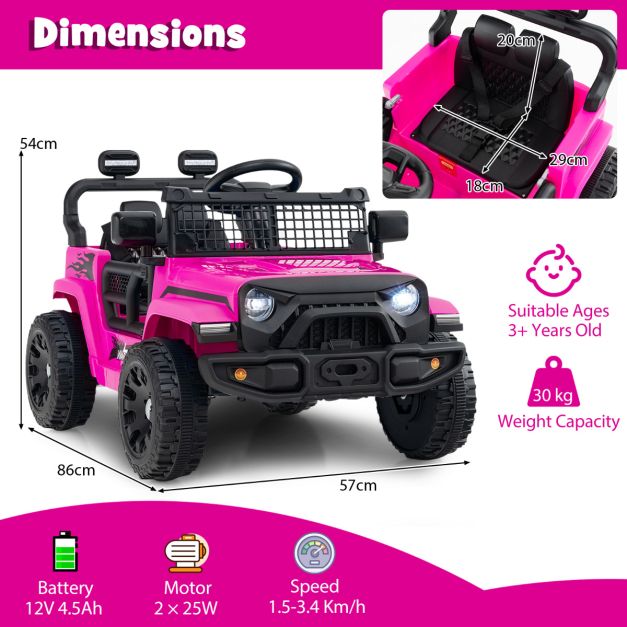 12V Kids Ride-On Truck Car with Remote Control for Ages 3+, Lights & Music