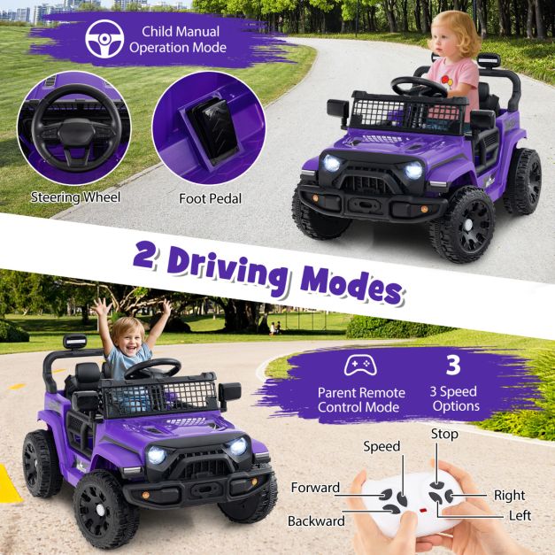12V Kids Ride-On Truck Car with Remote Control for Ages 3+, Lights & Music